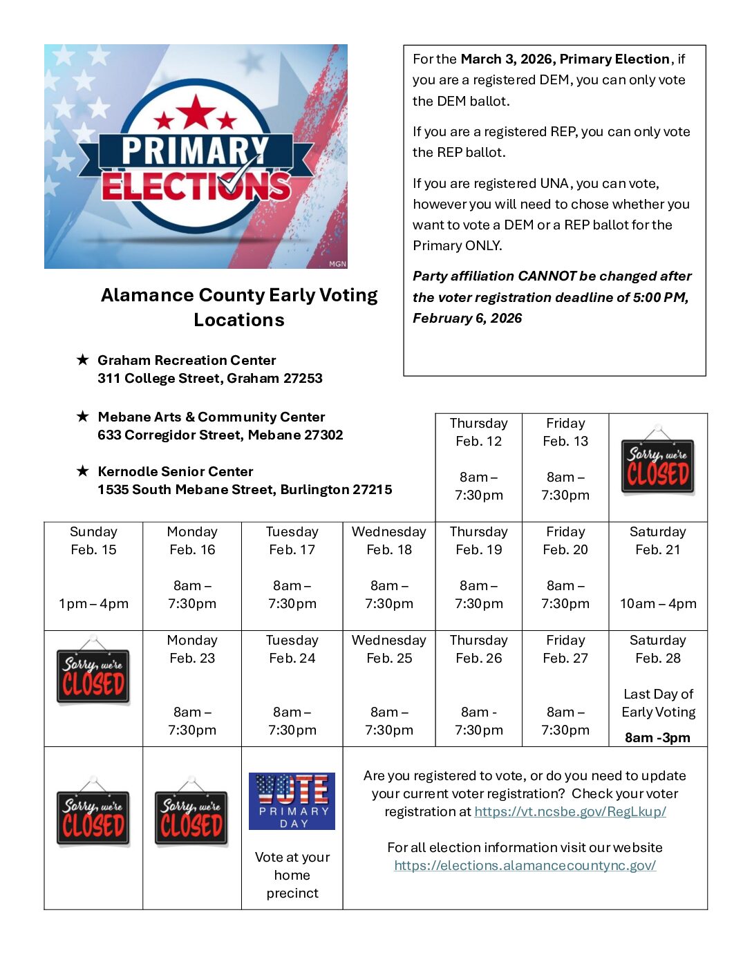 Alamance COunty early voting